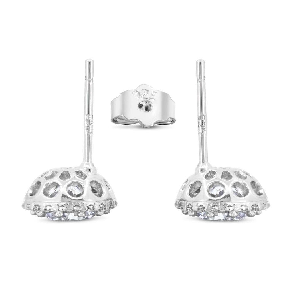 Satinski silver zircon crystal pave stud earrings