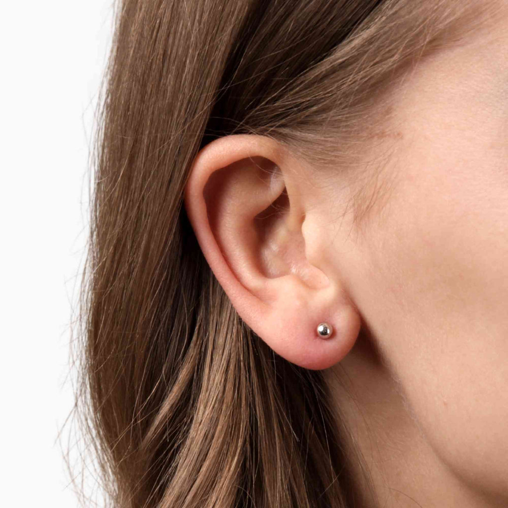 Satinski simple silver ball stud earrings