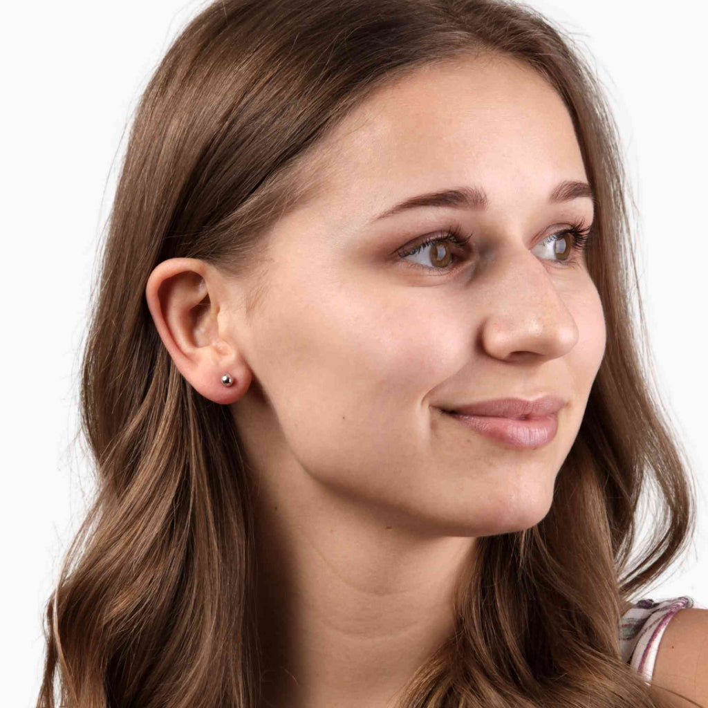 Satinski simple silver ball stud earrings