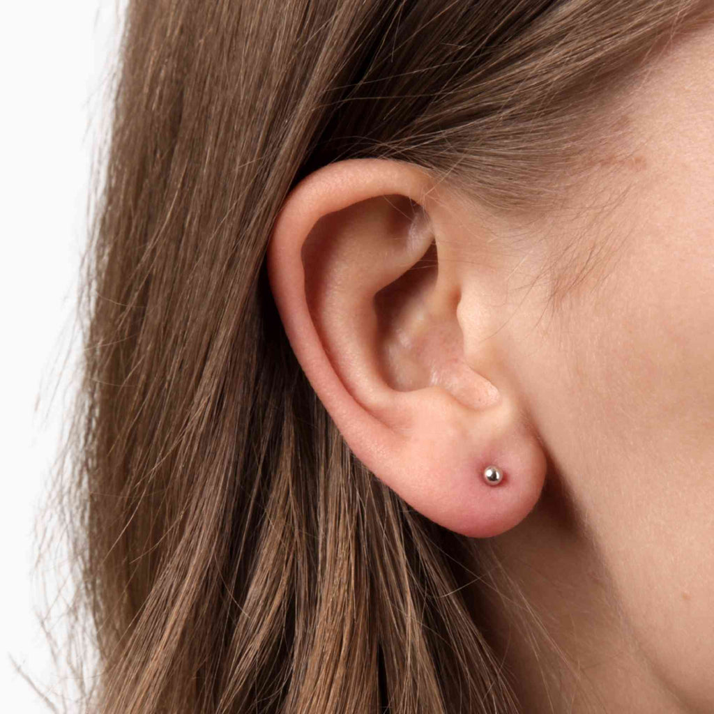 Satinski simple silver ball stud earrings