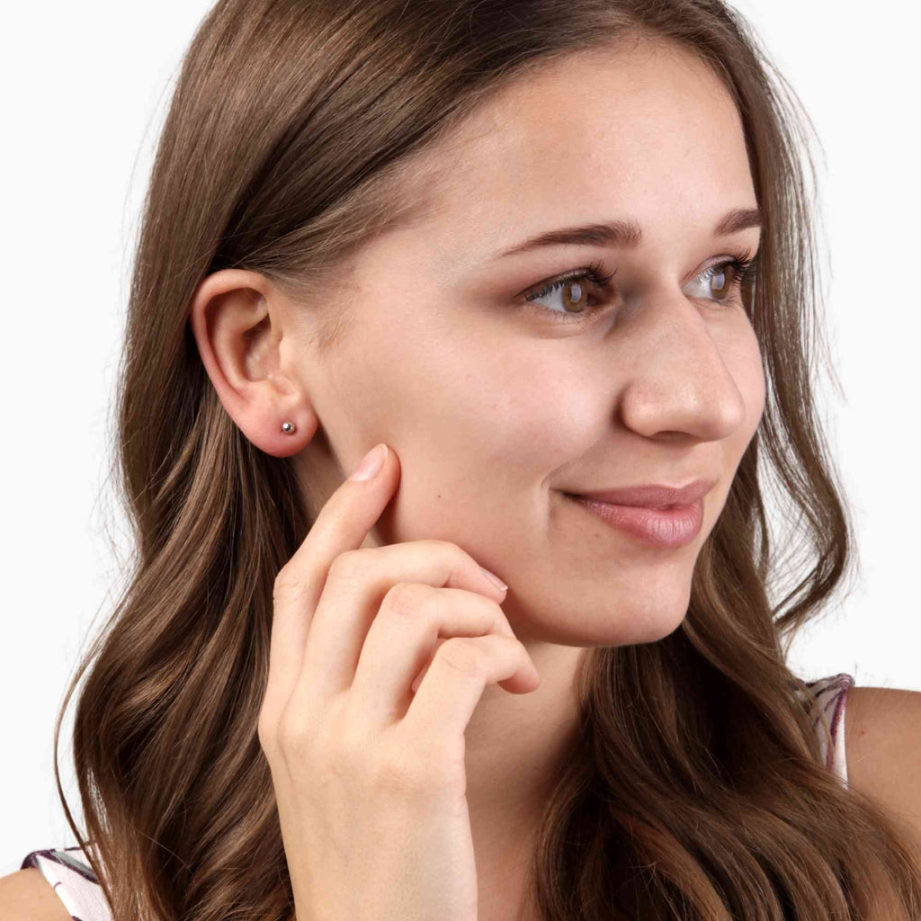 Satinski simple silver ball stud earrings