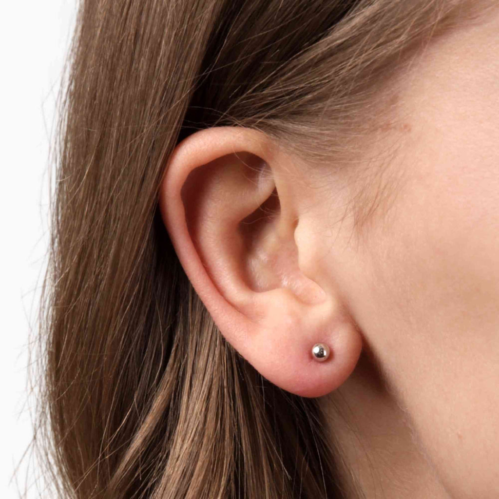 Satinski simple silver ball stud earrings