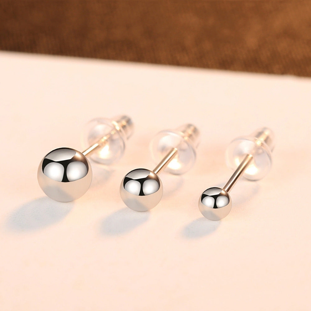 Satinski simple silver ball stud earrings