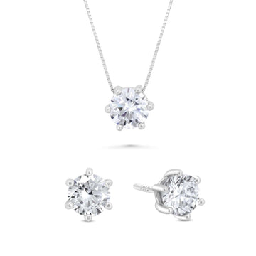 Satinski sparkling silver crystal earrings necklace set