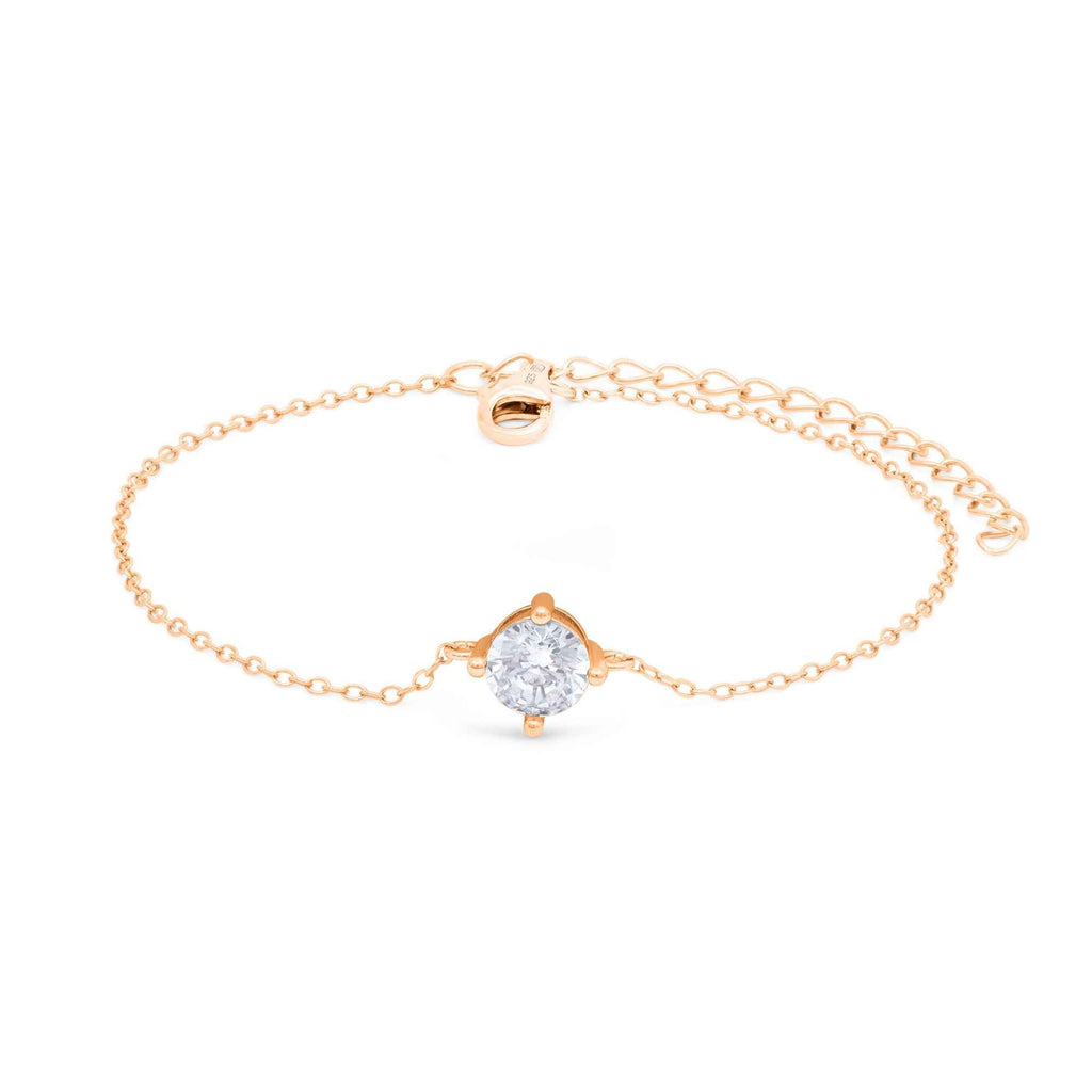 Satinski sterling silver solitaire crystal cable chain bracelet