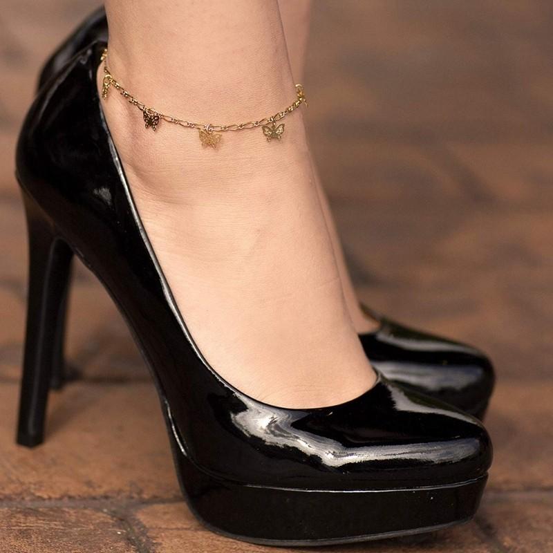 Satinski 18K gold-plated silver butterfly figaro chain animal anklet