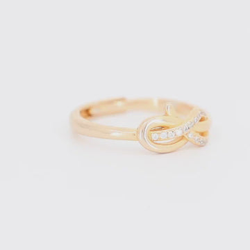 Satinski silver knot infinity crystal pave resizable stacking ring