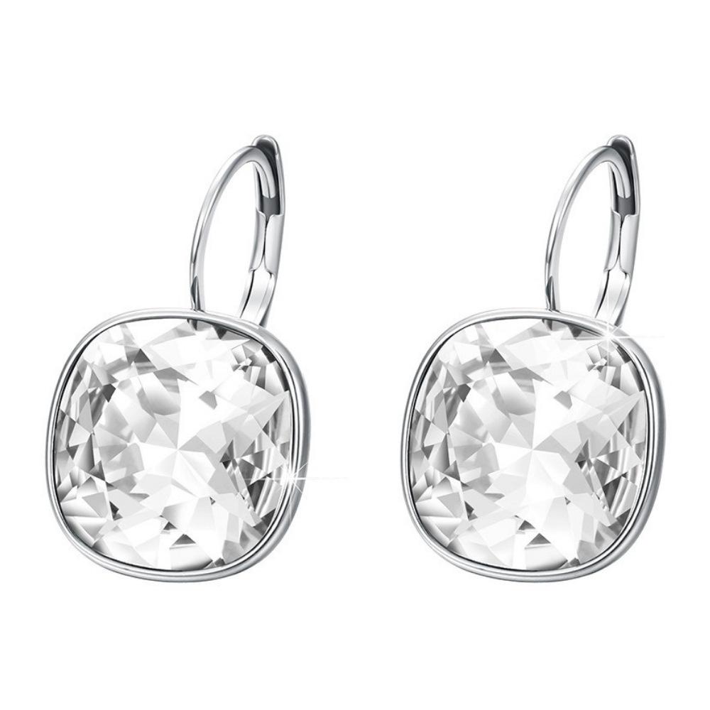 Satinski square Swarovski crystals drop earrings