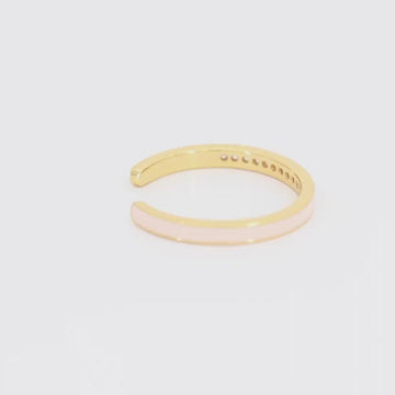 Satinski dainty pink 18k gold-plated silver crystal pave adjustable open ring