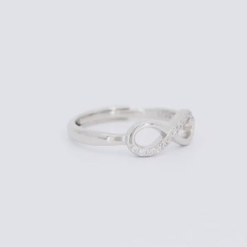 Satinski silver infinity delicate crystal resizable stacking ring