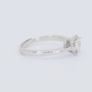 Satinski silver crystal heart resizable stacking ring
