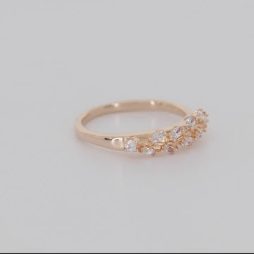Allring - Resizable Crystal Olive Branch Leaf Stacking Ring for Women by Satinski