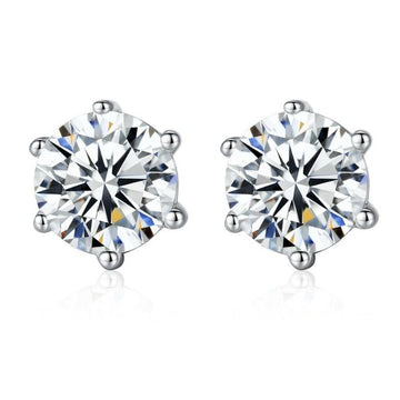Satinski silver solitaire crystal stud earrings