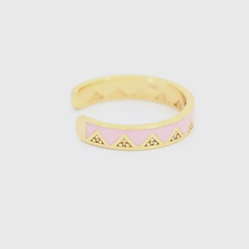 Satinski triangle pink 18k gold-plated silver open resizable stacking ring