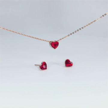 Satinski silver heart necklace and earring set with Swarovski crystals